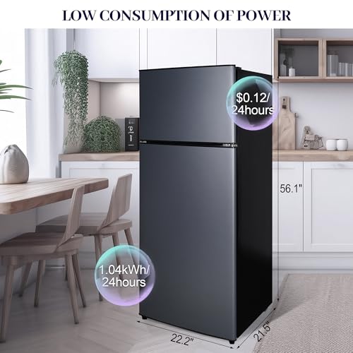 Image of 7.5 Cu. Ft. Compact Fridge with Freezer, Double-Door Refrigerator with Adjustable 7-Level Thermostat, Dorm Fridge for Kichen, RV, Office, Apartment, College, Blue