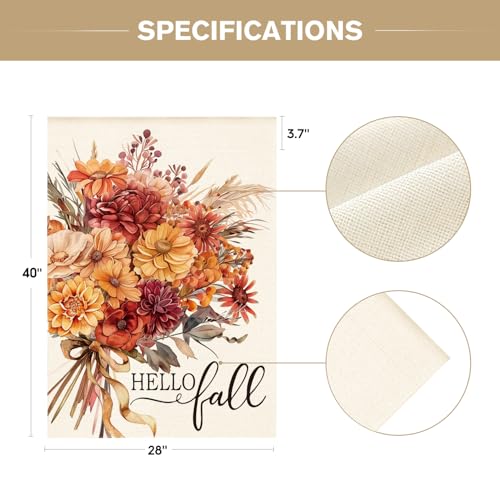 Drapeau double face extérieur fleurs d'automne grand modèle résistant aux intempéries - 6