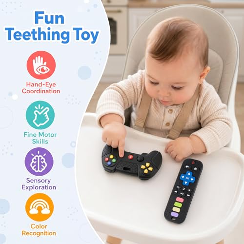 Image of Baby Silicone Remote Game Controller Teether, 2pack Teething Toy for Baby 3 6 12 18 Months, Baby's Chew Toys, Food Grade Silicone Teething Toys for Infants, BPA Free, for Babies Gum Relief