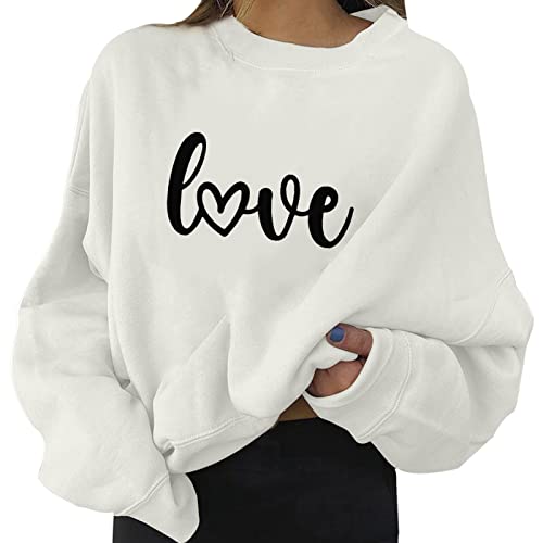 Sweat Saint Valentin femme blanc pour un look casual romantique