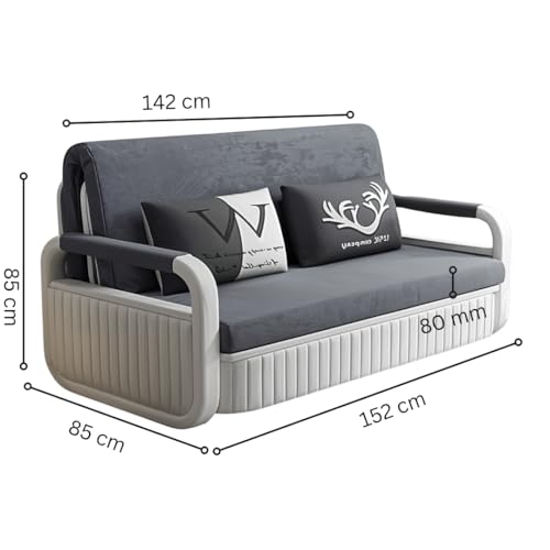 UNICORN FURNITURE Sofa Bed Modern Reclining Foldable Bed Pull Out Sofa Bed With Storage for Living Room Space Saving Sofabed Multifunctional in Made to Match Cushions (Grey & White)