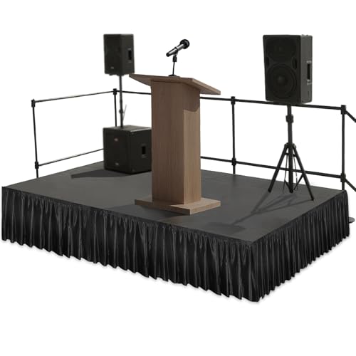 Black Stage Skirt Portable Wrinkle-Free Platform Skirting 16 X 28 Satin Stage Skirting for Events Wedding Ceremony