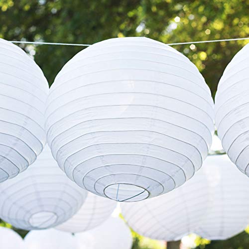 Just Artifacts Decorative Round Chinese Paper Lanterns 12Pcs Assorted Sizes (Color: White) #TOP3