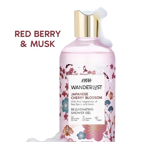 Image of Nykaa Wanderlust Japanese Cherry Blossom Moisturising Body Lotion, 300 ml | Red berries and Sakura Perfume | Lightweight, Long-Lasting Hydration | Vegan, Paraben-Free I | Suitable for All Skin Types