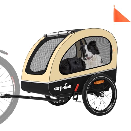 Sepnine Remorque de vélo pour Chien, avec réflecteur et Frein, Toile Oxford 600D, protégée...