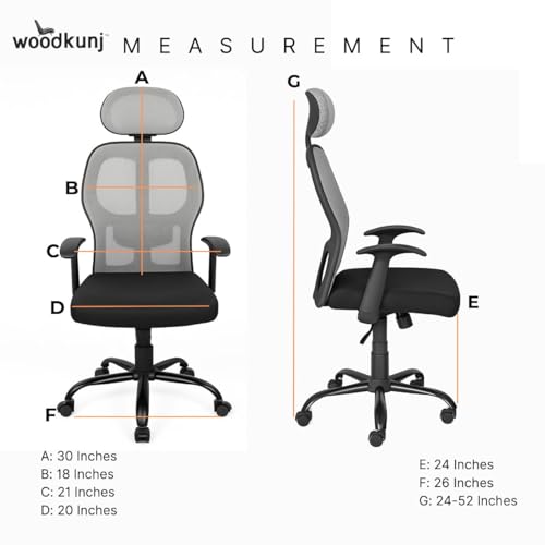 Image of High Back Office Chair with 3 Year Warranty rotatable Chair for Home and Office| Heavy Duty Metal Base | Height Adjustable (Grey)