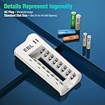 EBL Smart 8 Bay AA AAA Battery Charger for NiMH NiCD Rechargeable Batteries Build-in 2 USB Fast Charging Ports