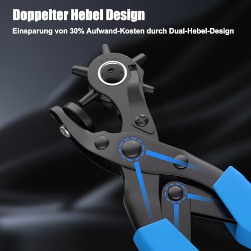 [Volles Set] Leder Locher, Diyife® Gürtel Locher, Heavy Duty Revolver Lochzange mit Extra Punch Platten und Lineal, Multi Sized Puncher für Gürtel, Kunsthandwerk, Karte, Gummi, etc.