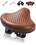Wide Bike Seat for Men Women, Comfortable Soft Classic Vintage Padded Bicycle Saddle...