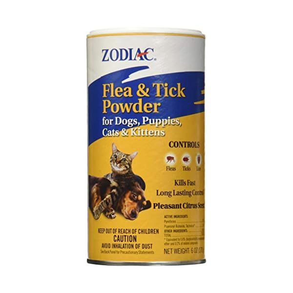 Zodiac Flea and Tick Powder for Dogs, Puppies, Cats, and Kittens 6oz (3