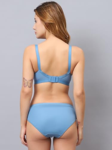 Image of Cotton Blend Light Padded Non Wired Full Coverage Bra and Panty Set Lingerie Set for Girls and Women