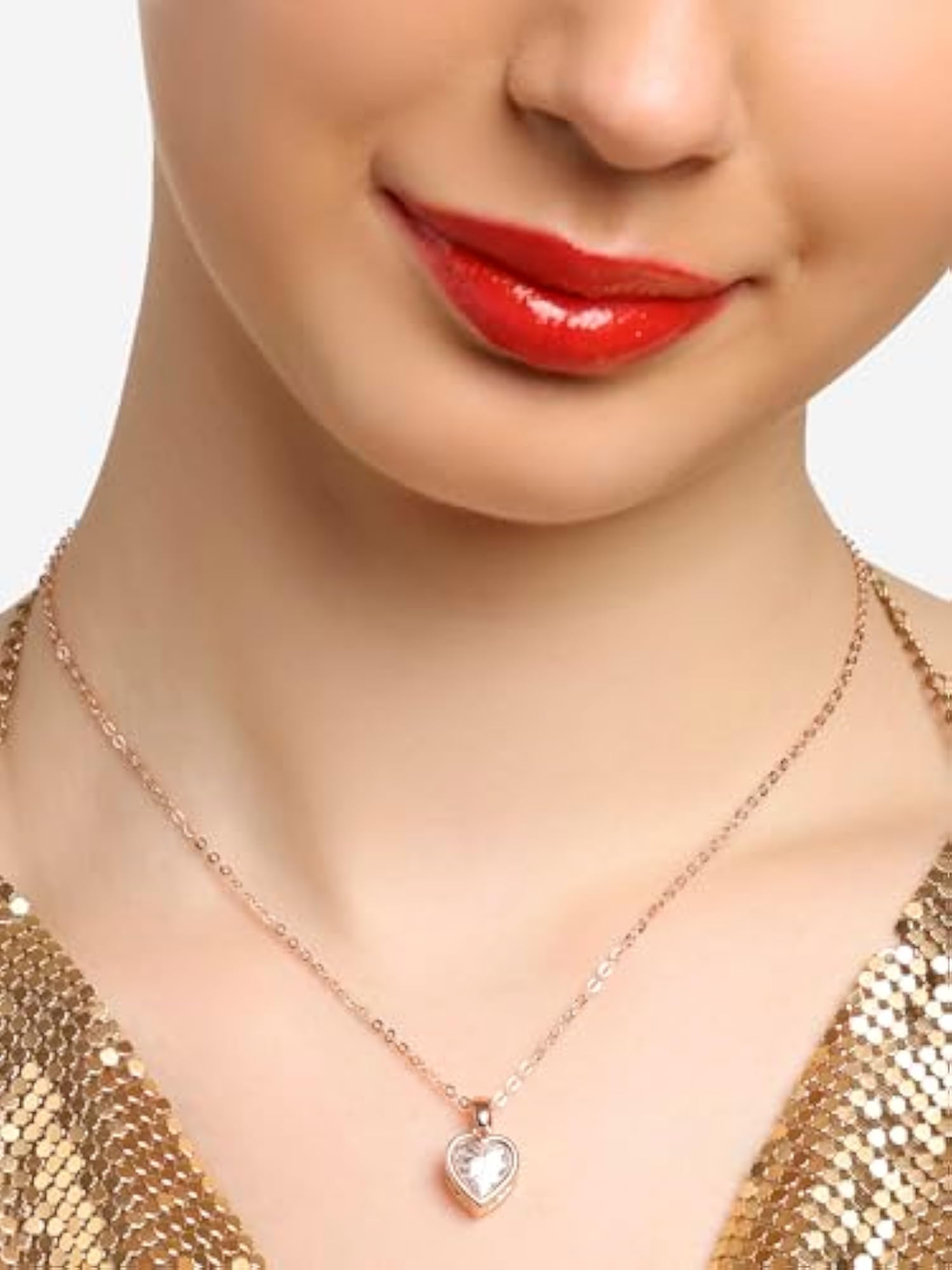 Contemporary Heart CZ Pendant & Chain-ZPFK16912