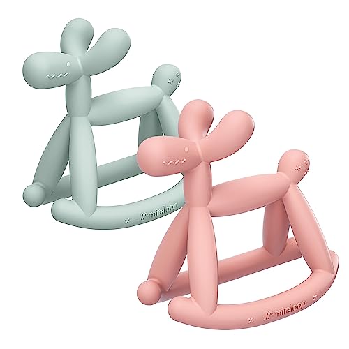 Miraloop Beißring für Baby, 2 Stück Jellydog Beißring Spielzeug aus Lebensmittelechtes Silikon BPA-Frei, Zahnungshilfe Baby Wundes Zahnfleisch zu Massieren Geeignet für ab 3 Monaten Babys