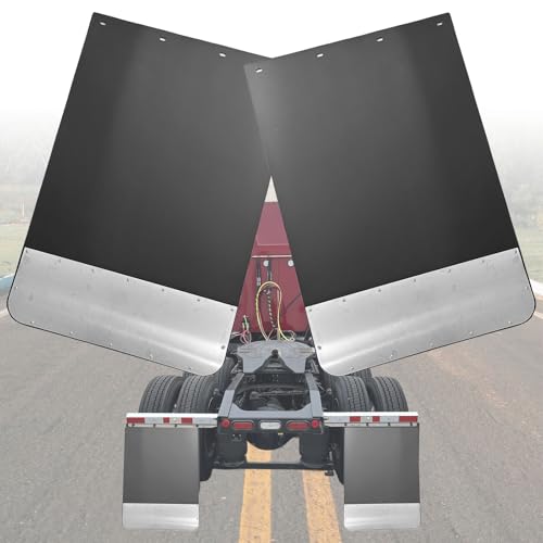 Image of Pair Mud Flaps for Semi Truck, 24''X36 Heavy-Duty Mud Guards Splash Flaps, Black Pair Universal Mud Flaps for Trailer Freightliner Kenworth Peterbilt, w /Stainless Steel Plates Weights