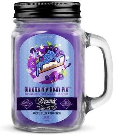 Beamer Smoke Killer Collection Blueberry High Pie Scent 12oz Odor Killing Candle + Beamer Sticker