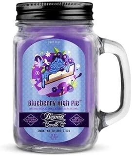 Beamer Smoke Killer Collection Blueberry High Pie Scent 12oz Odor Killing Candle + Beamer Sticker