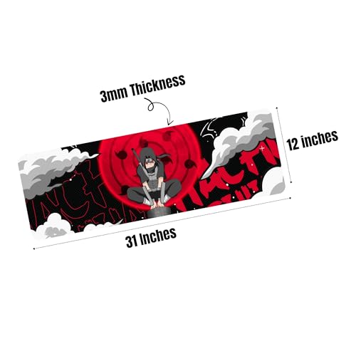 Image of MASIPICKS - XXL Size Anime & Gaming Mouse Pad [Rubber Base] | Mouse Pad (31 x 12 Inches) 3mm Desk Mat (Sharingan)