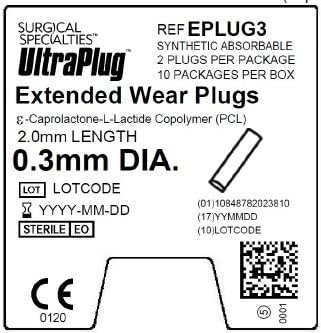 EPLUG3 UltraPlug Extended Wear Synthetic Absorable Punctal Plugs 2 Plugs/Pack, 10 Packs/Box
