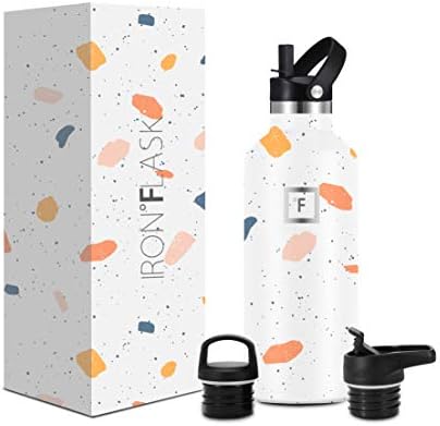IRON °FLASK Sports Water Bottle - 945 ml, 3 Lids (Straw Lid), Vacuum Insulated Stainless Steel, Hot Cold, Double Walled, Thermo Mug, Standard Metal Canteen