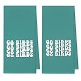 Picture of kunlisa Trendy Groovy Go Birds Football Kitchen Towels Set of 2,Gifts for Football Lovers Fans Players Hand Towels for Bathroom,Trendy Light Green Go Birds Dish Tea Towel for Kitchen Decor,16x24 Inch
