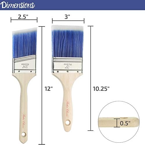 Bates - 2 Pack, 3 Inch & 2.5 Inch, Wood Handle, Paint Brushes Set, Professional House, Trim, Sash Paint Brush