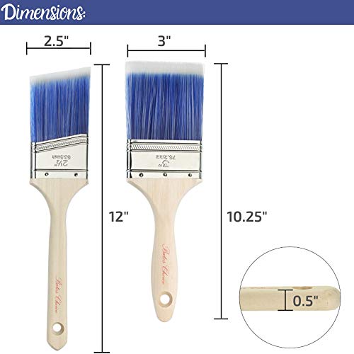 Bates - 2 Pack, 3 Inch & 2.5 Inch, Wood Handle, Paint Brushes Set, Professional House, Trim, Sash Paint Brush