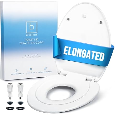 Benkstein Elongated Toilet Seat with Toddler Seat Built In Cover