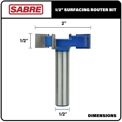 Sabre Tools Cnc Spoilboard Surfacing Router Bit Planer For Slab Flattening And Planing (1/2” S, 2” D, 1/2” H) #TOP1