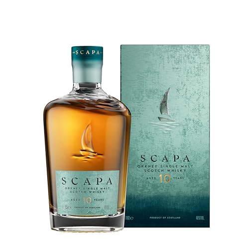 Scapa 10 Jahre Single Malt Scotch Whisky, Small Batch mit tropischen Fruchtnoten & würzigem Finish, gereift in Ex-American Oak Fässern, 0,7 L