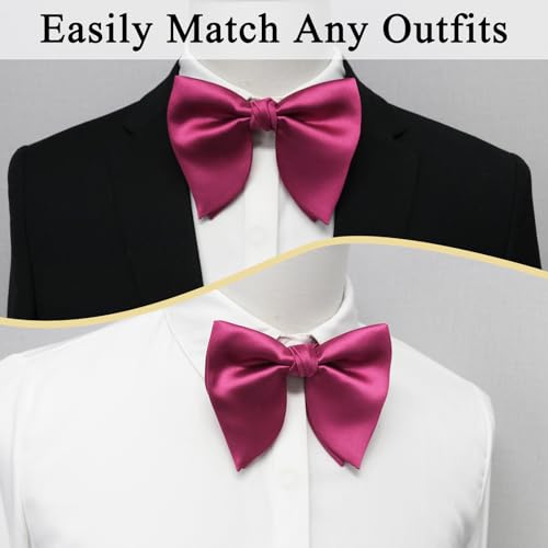 Image of Luckyvestir Oversized Bow Ties for Men, Pre Tied Clip on Men's Black Bowtie for Wedding Tuxedo Banquets Formal Wear