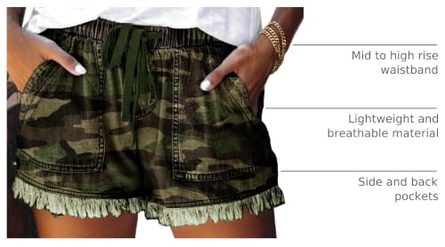 Image of YOCUR Womens Lightweight Shorts Casual Baggy Trendy Hot Pants Elastic Waist Drawstring Comfy Shorts
