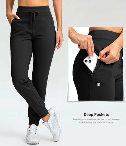 G Gradual Women's Fleece Lined Joggers 28"/30"/32" High Waisted Sweatpants Water Resistant Thermal Warm Pants Zipper Pockets3