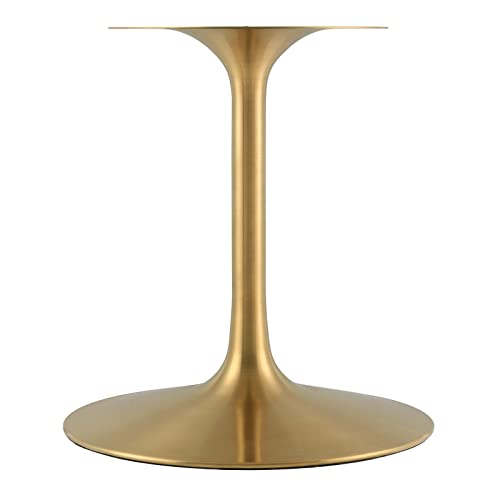 Image of Modway Lippa 78 inch Oval-Shaped Mid-Century Modern Dining Table with Artificial Marble Top and Gold Base