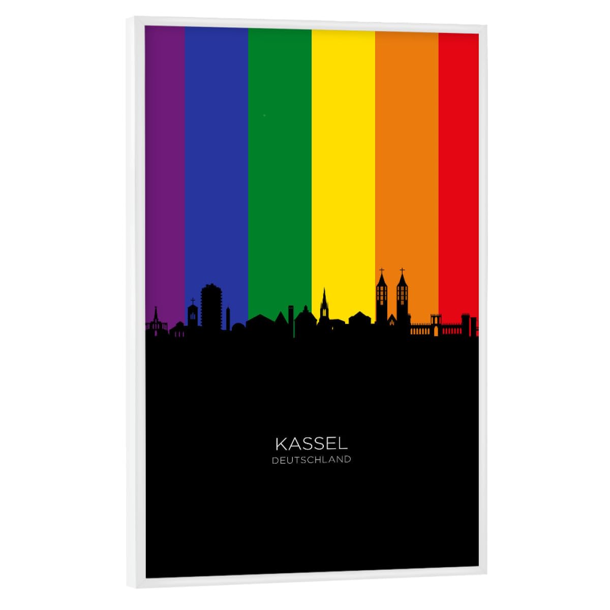 artboxONE Poster mit weißem Rahmen 75x50 cm Städte Kassel Germany Skyline Pride - Bild Kassel Cityscape Colorful