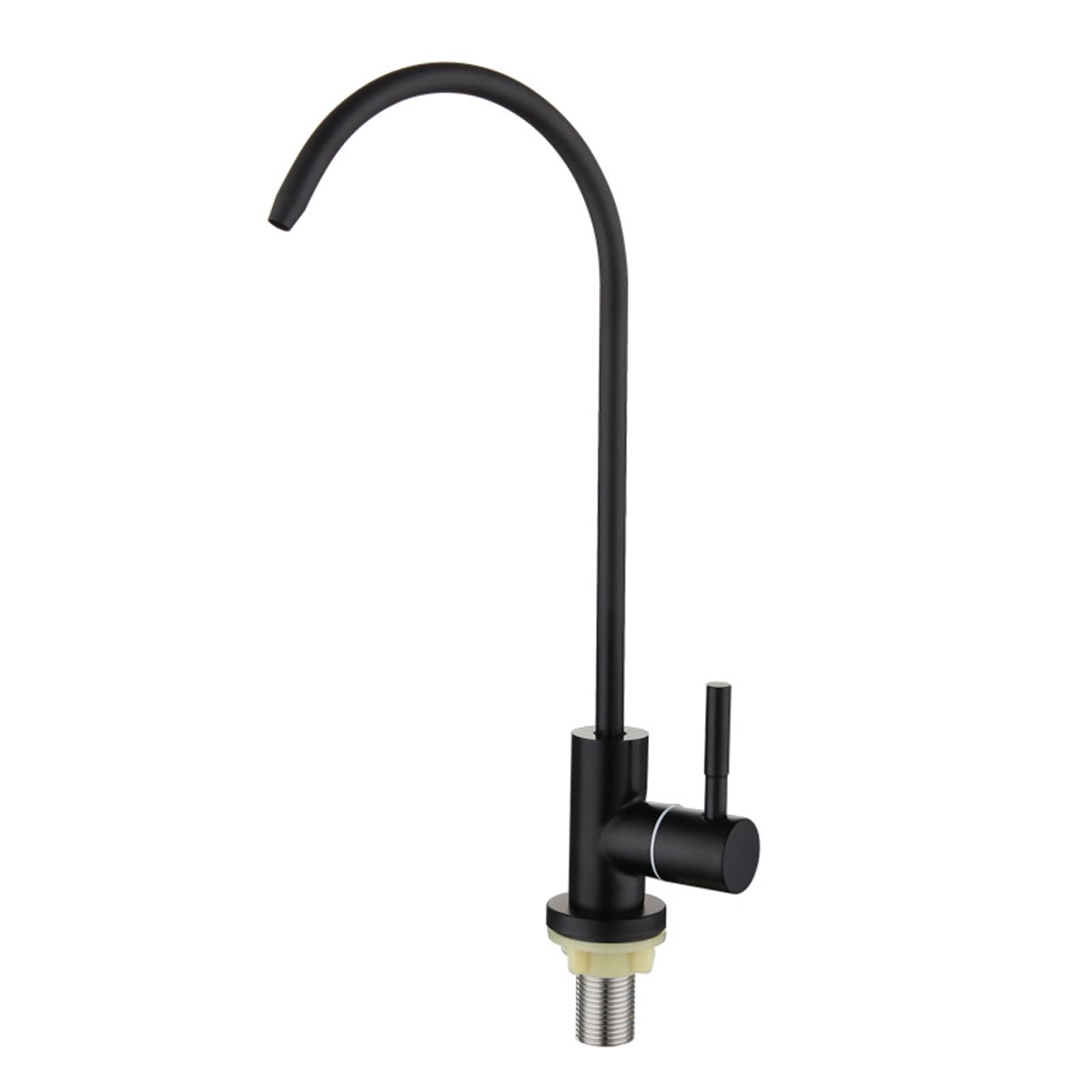 Faucet Modern Stainless Steel Swan Neck Kitchen Sink Faucet with Pure Filter Single Handle Black Cold Water Tap (Black A)