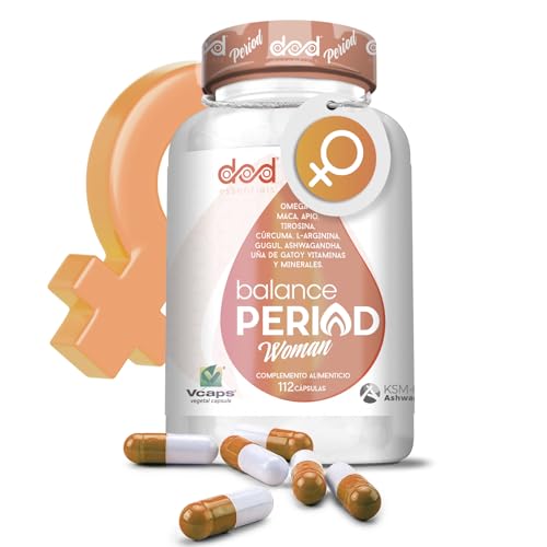 Balance Hormonal Femenino, Regular Ciclo Menstrual, Reducir Síntomas menstruales y Retención de Líquidos, con Vitex, Omega-3 y Ashwaganda para Salud Integral Femenina Balance Period DOD