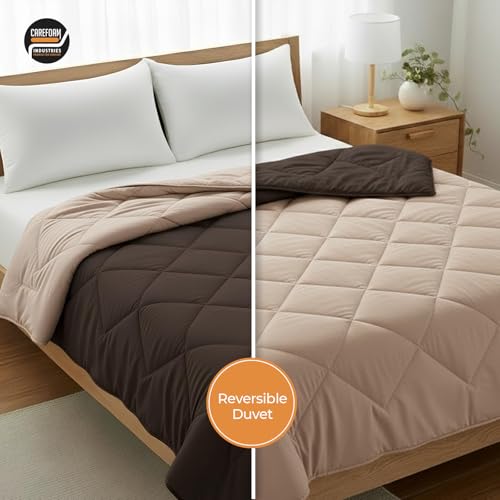 Image of CareFoam Winter Special Comforter 300 GSM - Premium Microfiber Quilt for Heavy Winter | Soft & Warm Double Bed Blanket | Lightweight, Fluffy & Durable Comforter | Single 60 x 90 | Beige & Brown