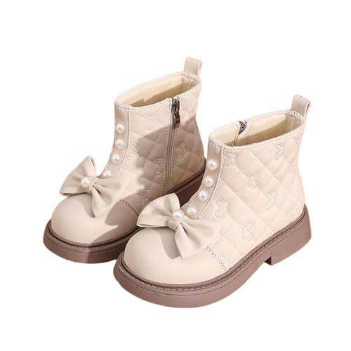 Girls Ankle Boots with Bow Lace Up Combat Booties Casual Fashion Party Dress Up Shoes Non Slip Outdoor Footwear