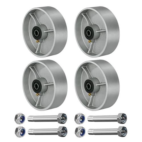 LONGRUNFORU 6"x2" Steel Cast Iron Casters, 4 Pack, 5000 lbs