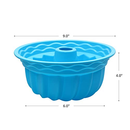 Alimat Plus Silicone Cake Pan 9 Inch - Nonstick Round Fluted Cake Mold 6 Cup - Tube Cake Pan Silicone Baking Molds For Jello, Gelatin, Pound Cake #TOP1