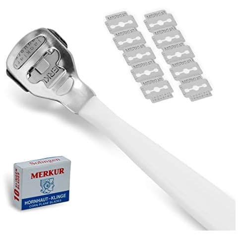 Foot Files for Hard Skin with Blade Stainless Steel Foot Scraper Hard Skin Remover Pedicure Tool (Callus Handle Plastic) Cover
