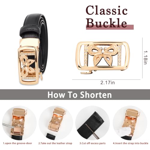 Image of Aurolran Women's Leather Belt with Buckle - Ideal for Dresses, Jeans, and Coats