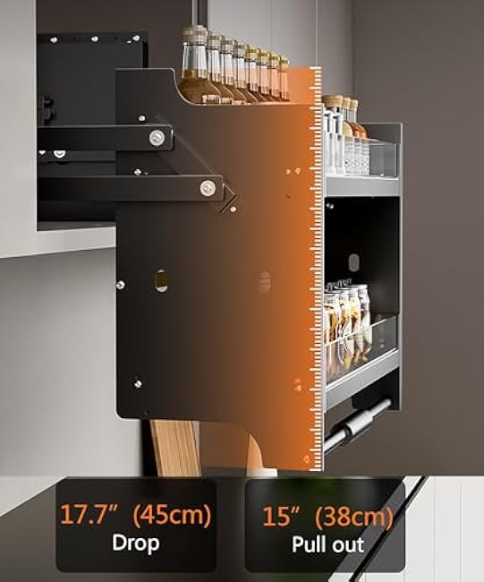 2-Tier Pull Down Shelf for Kitchen Upper Cabinet Adjustable, Heavy Duty Wall Mounted Sliding Under Shelf, Ideal Spice and Dishes Pull Out Cabinet Storage Shelf (26)-INMNEud6