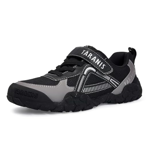 TARANIS Boys Girls Hiking Shoes Kids Sneaker Trail Running Shoes Outdoor Walking Shoes A Black 32