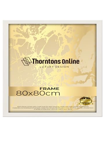 Throntons White Frame 80 x 80 cm MDF Wood Photo Picture Poster Frame with Acrylic Glass Portrait or Landscape Wall Mount Decoration Display
