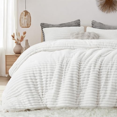 Freyamy Plüsch Bettwäsche 135x200 Grau Hellgrau,Flauschig Cashmere Fleece Winterbettwäsche,Warme Flanell Samt Wende Bettwäsche Set Samt Velvet...