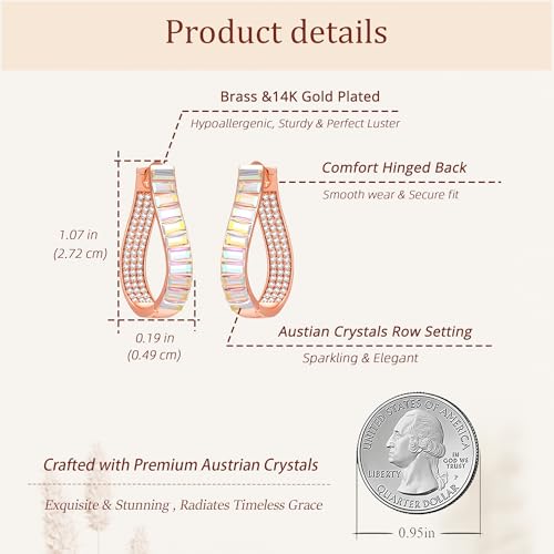 Austrian Crystal Hoop Earrings for Women Pave Oval Hoop Earrings for Women 14K Gold Plated Hypoallergenic Jewelry Gift4