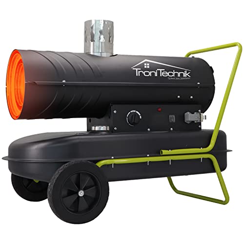 Tronitechnik Heizkanone Dieselheizgebläse Dieselheizer 20kW Diesel betriebener Heißluftgenerator Heizgerät Bauheizer Heizer mit 36l Tank Überhitzungsschutz mit Rädern und Thermostat
