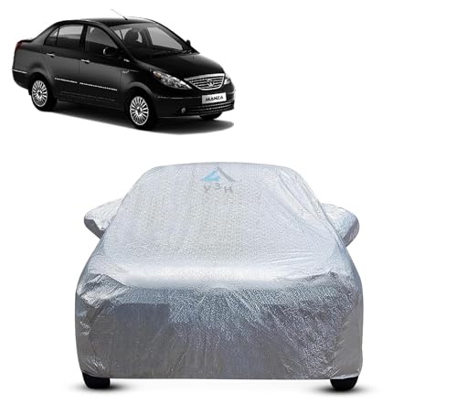Image of Y3H 100% Waterproof Car Cover Compatible with Tata Manza (Model : 2009-2016) Custom Fit Body Covers with Mirror Pockets | Color : Metalic Silver