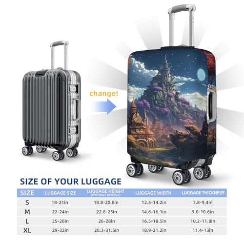 Travel Luggage Cover Fantasy Town Suitcase Protector Elastic Washable Stretch Suitcase Protector Anti-Scratch Travel Suitcase Cover Fit 18-32 Inch Luggage2